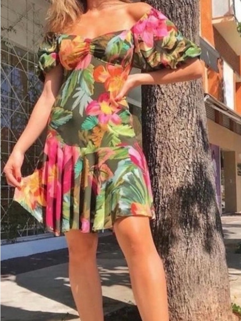 Farm Rio Tropical Floral Mini Dress Vacationcore Resortwear Sz P 2-4